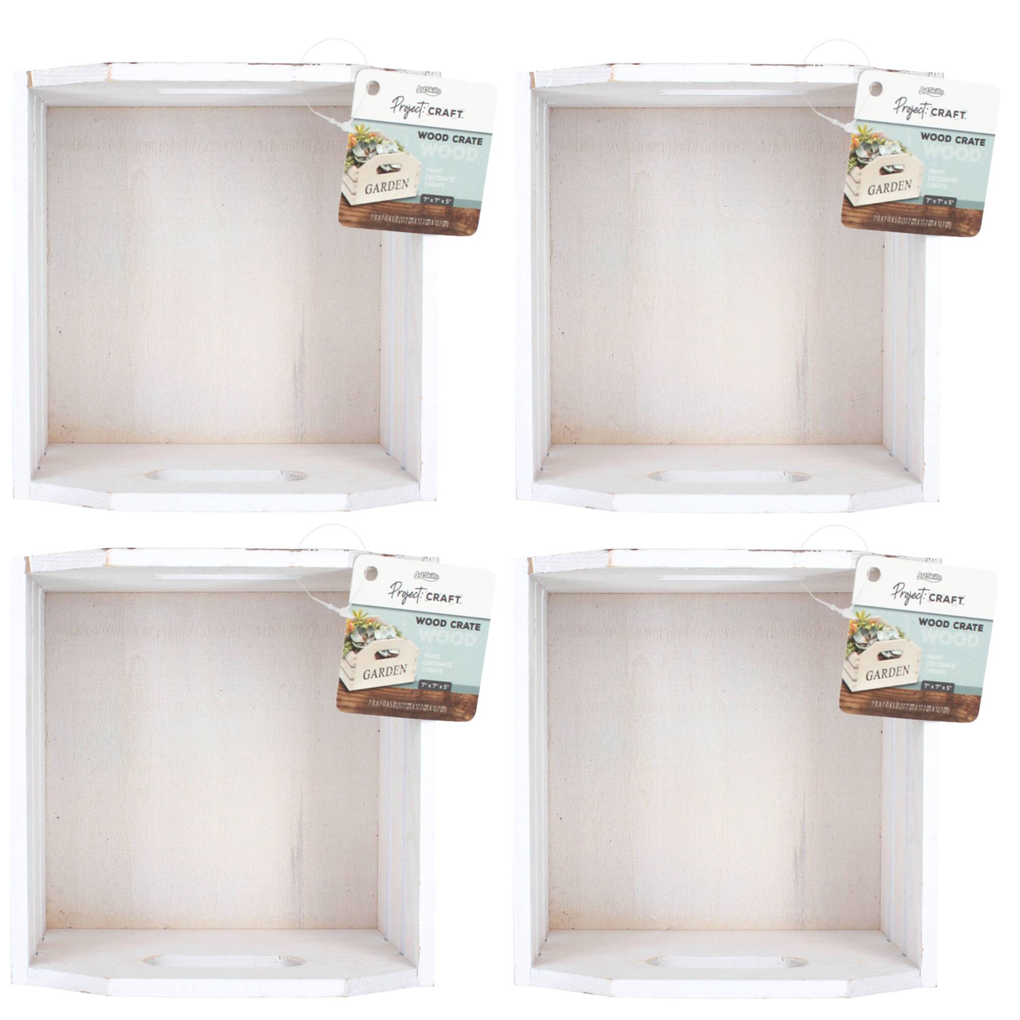 ArtSkills® 7" Medium Rustic Whitewash Crate, 4ct.